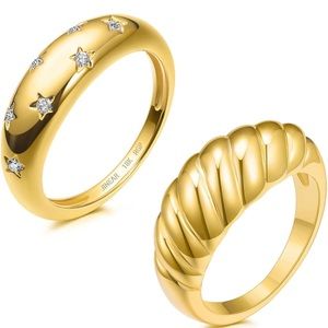 BRAND NEW Set of 2! 18 k hold plated rings